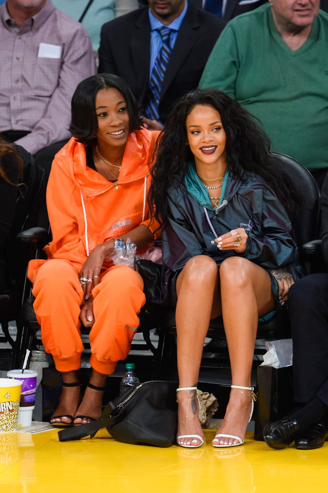 Iridescent Jacket With Dark Shorts and Sandals Iridescent Jacket With Dark Shorts and Sandals — Basketball Game Outfits