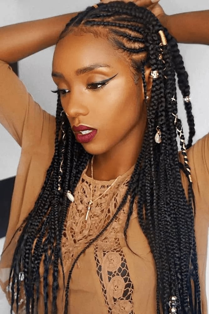 Brown and Blonde Fulani Braids With Beads Brown and Blonde Fulani Braids With Beads — Best Fulani Braids