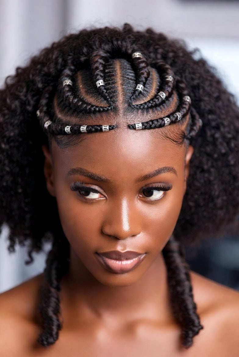 Classic Black Fulani Braids With Silver Beads Classic Black Fulani Braids With Silver Beads — Best Fulani Braids