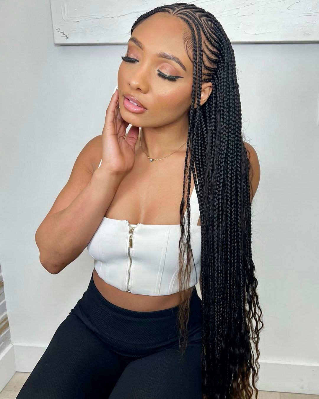 Side Part Fulani Braids With Curly Ends Side Part Fulani Braids With Curly Ends — Best Fulani Braids