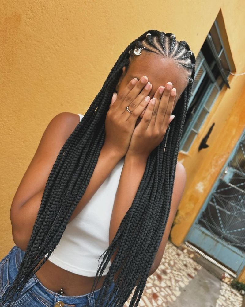 Overhead View Fulani Braids With Blonde Highlights Overhead View Fulani Braids With Blonde Highlights — Best Fulani Braids