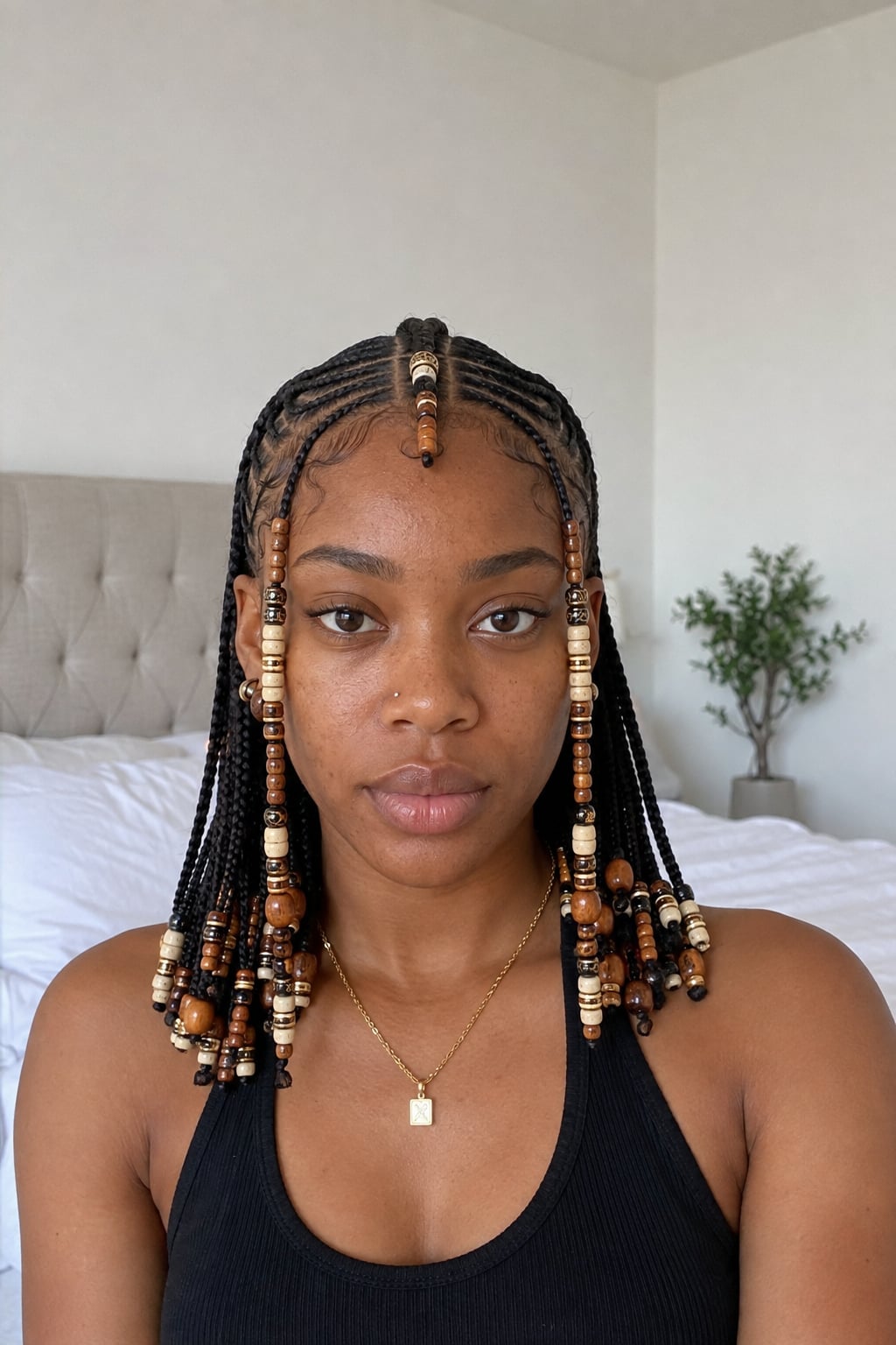 Straight Fulani Braids With Wooden Beads Straight Fulani Braids With Wooden Beads — Best Fulani Braids
