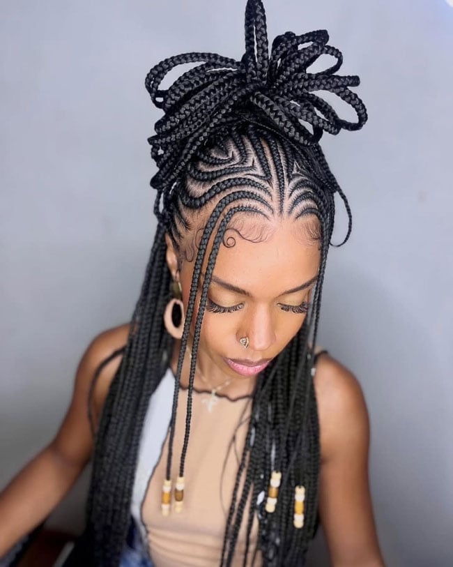 High Ponytail With Thin Fulani Braids High Ponytail With Thin Fulani Braids — Best Fulani Braids