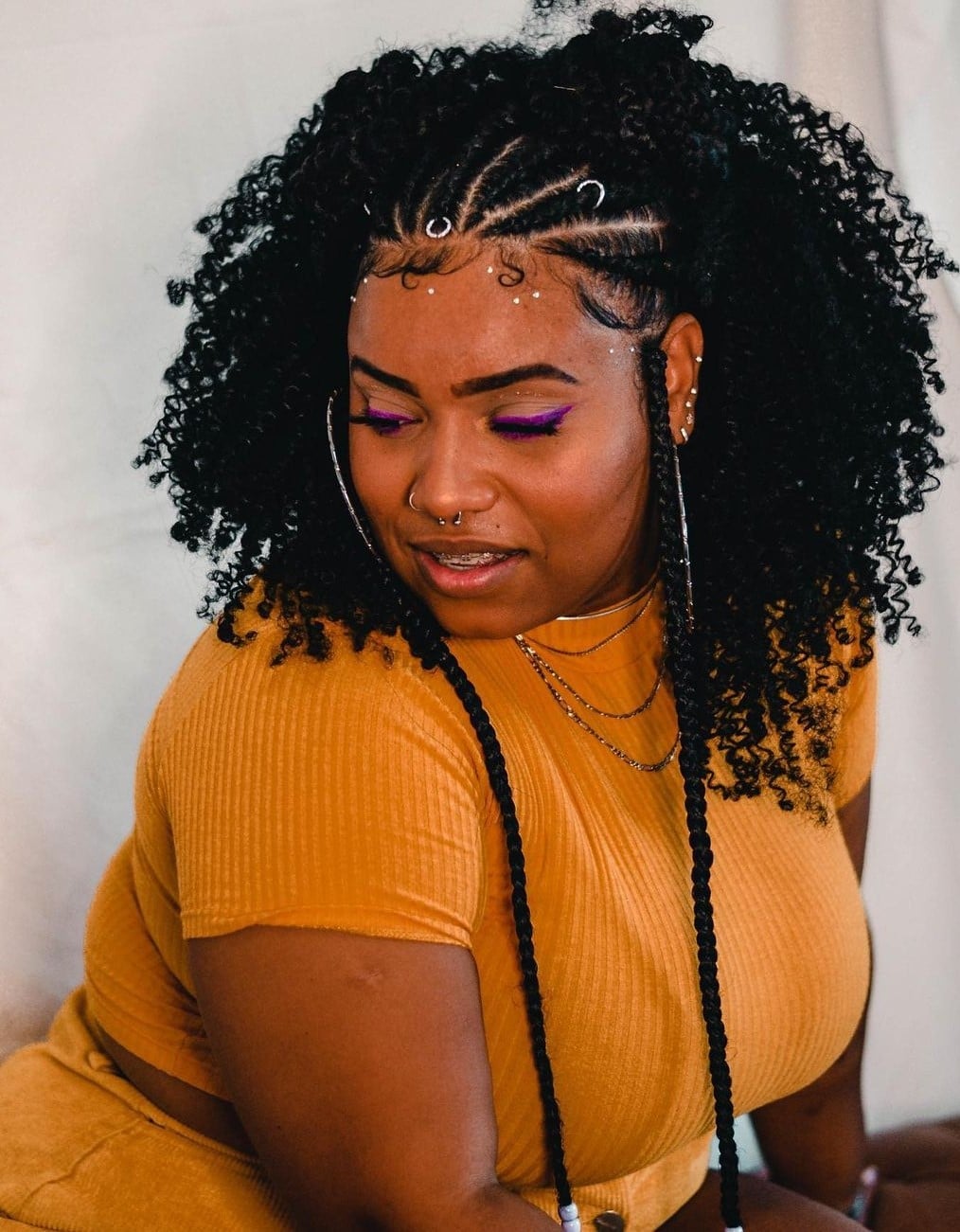 Fulani Braids With Geometric Parting and Metal Rings Fulani Braids With Geometric Parting and Metal Rings — Best Fulani Braids