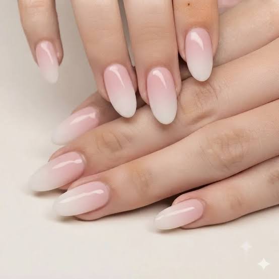 Soft Pink to Milky White Ombre Almond Nails — Best Gel Nails