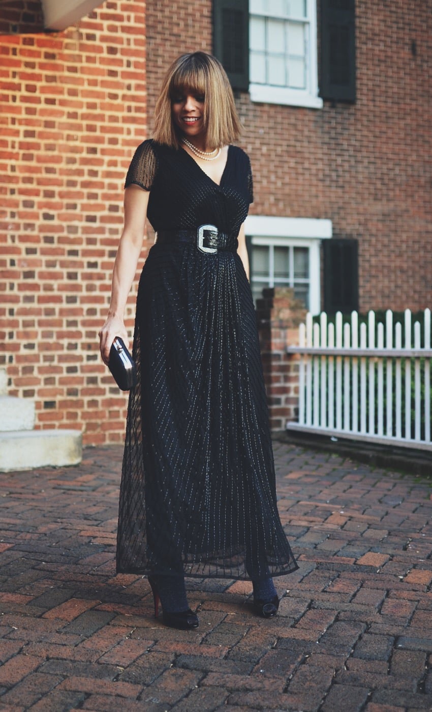 Sparkling Mesh Maxi Dress Sparkling Mesh Maxi Dress — Black Tie Outfits