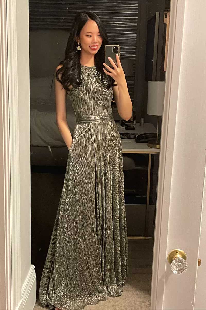 Metallic Knit A-Line Gown Metallic Knit A-Line Gown — Black Tie Outfits