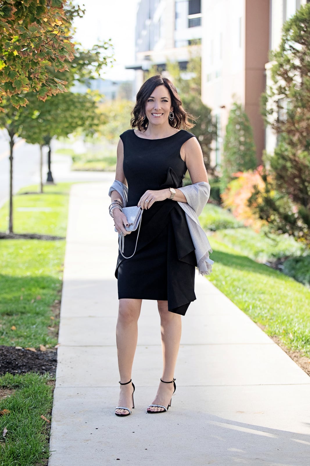 Fitted Sheath Dress With Layered Detail Fitted Sheath Dress With Layered Detail — Black Tie Outfits
