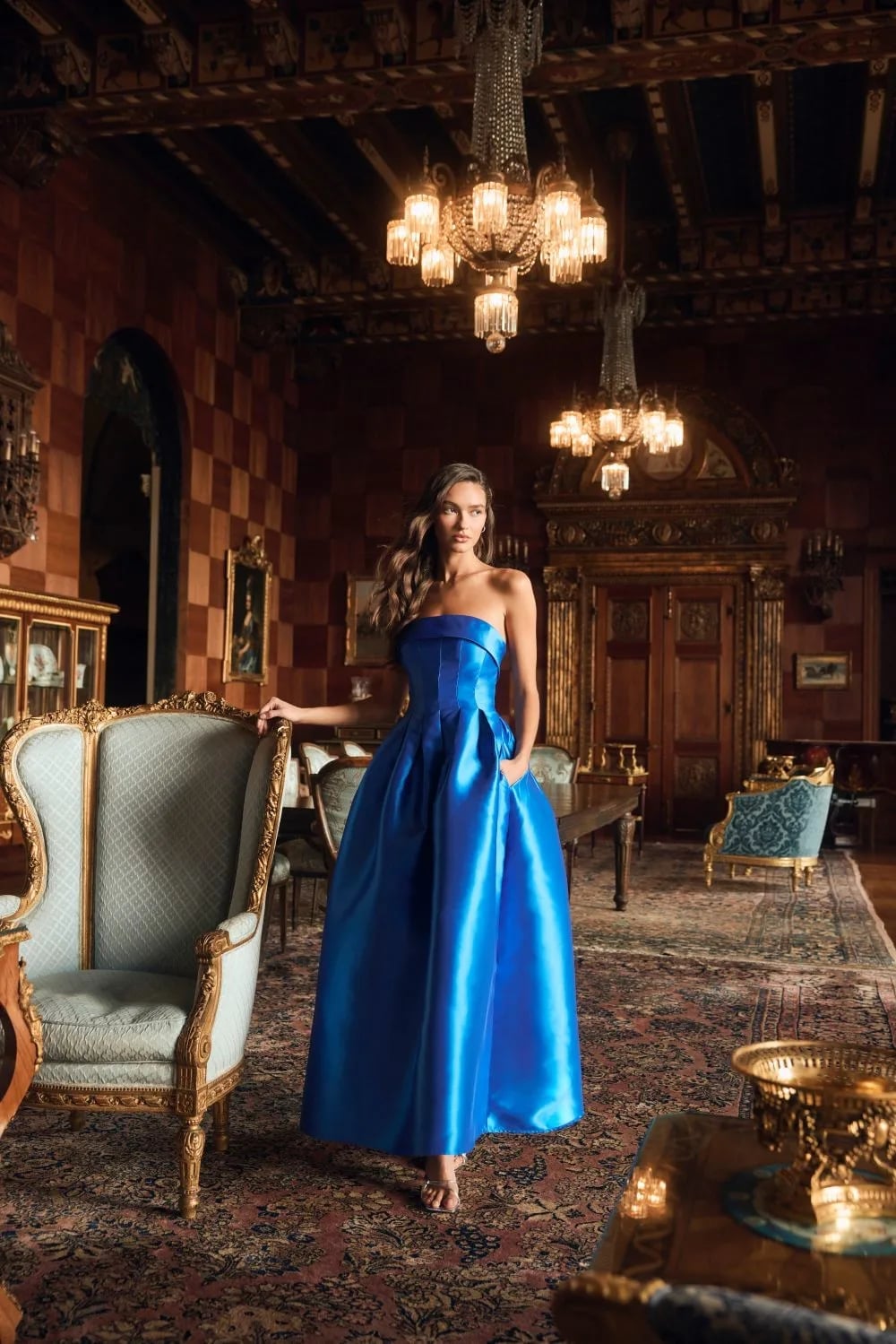 Strapless Blue Satin Ballgown Strapless Blue Satin Ballgown — Black Tie Outfits