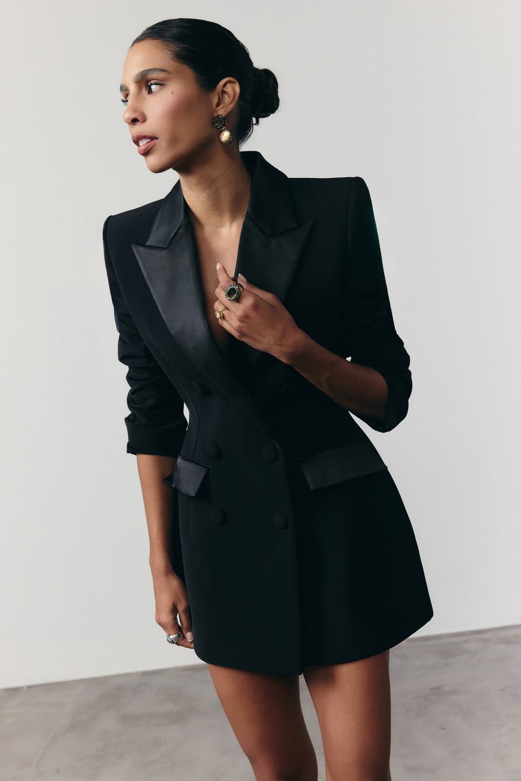 Tuxedo Dress With Satin Lapels Tuxedo Dress With Satin Lapels — Black Tie Outfits