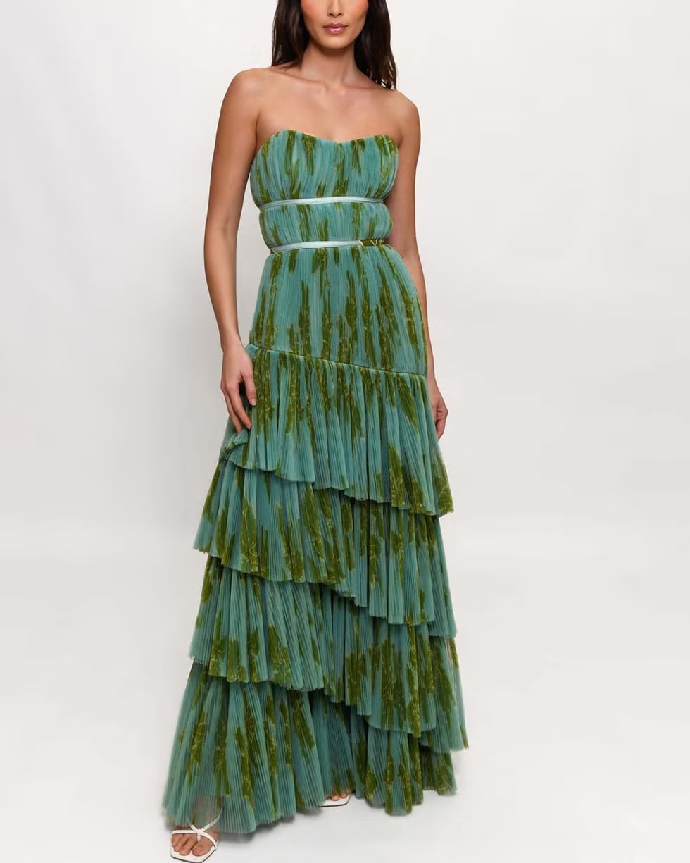 Teal Green Tiered Ruffled Gown Teal Green Tiered Ruffled Gown — Black Tie Outfits