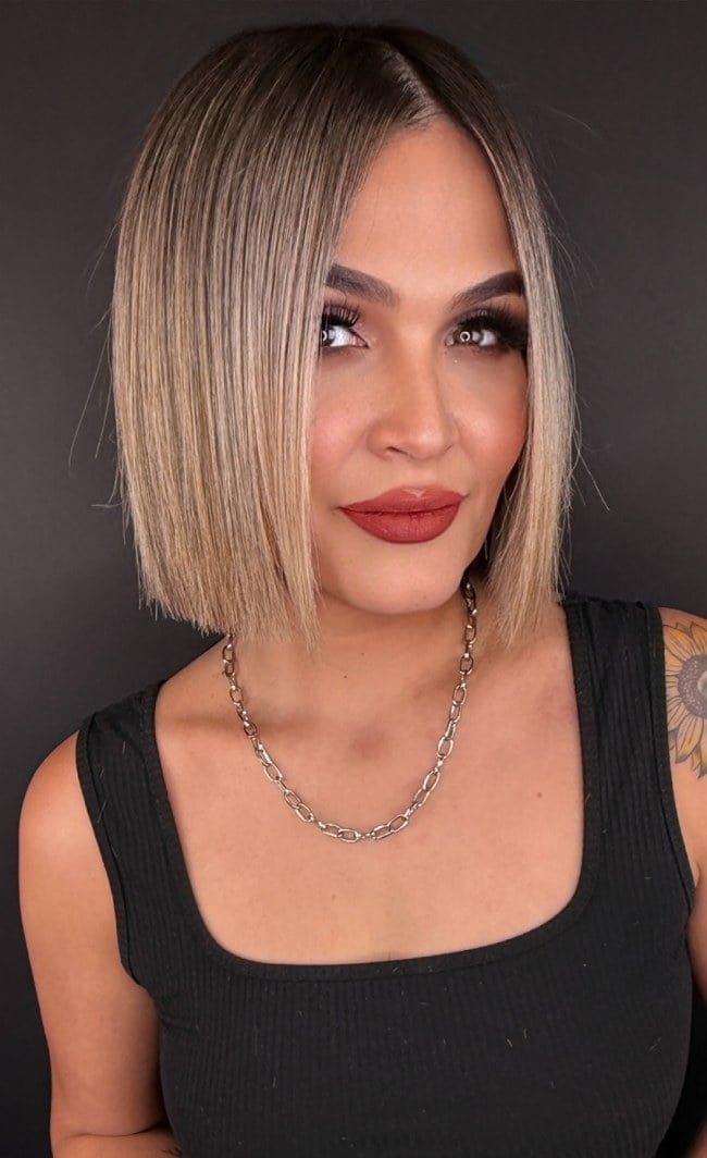 Honey Blonde Chin Bob Straight Smooth — Blunt Bob