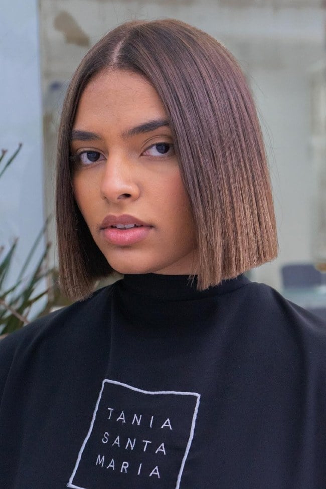 Medium Brown Sleek Chin Bob — Blunt Bob