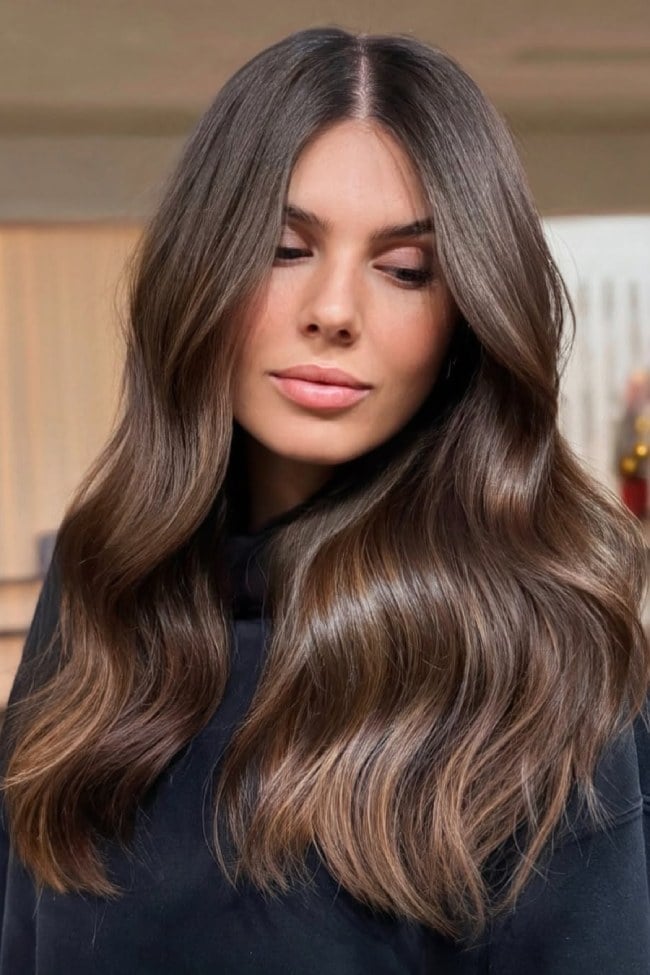 Soft Brunette With Subtle Caramel Ribbons — Caramel Brown Hair