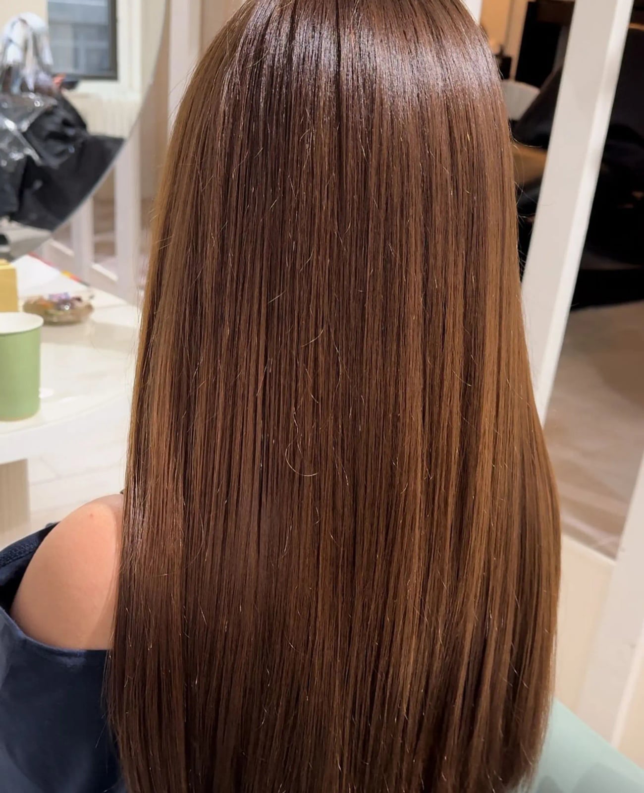 Solid Medium Brown One-Length Hair — Caramel Brown Hair