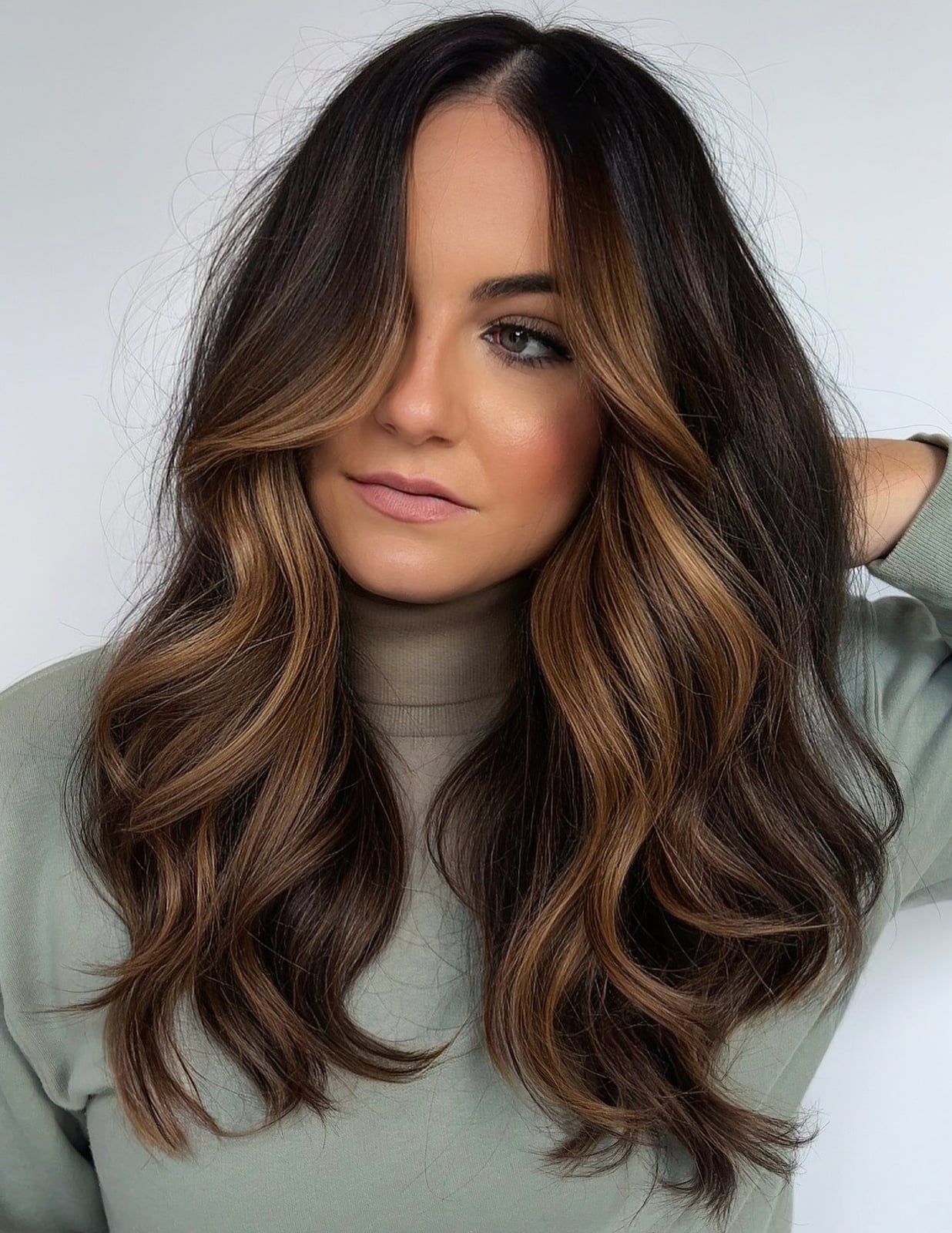 Dark Brown With Caramel Balayage Blend — Caramel Brown Hair