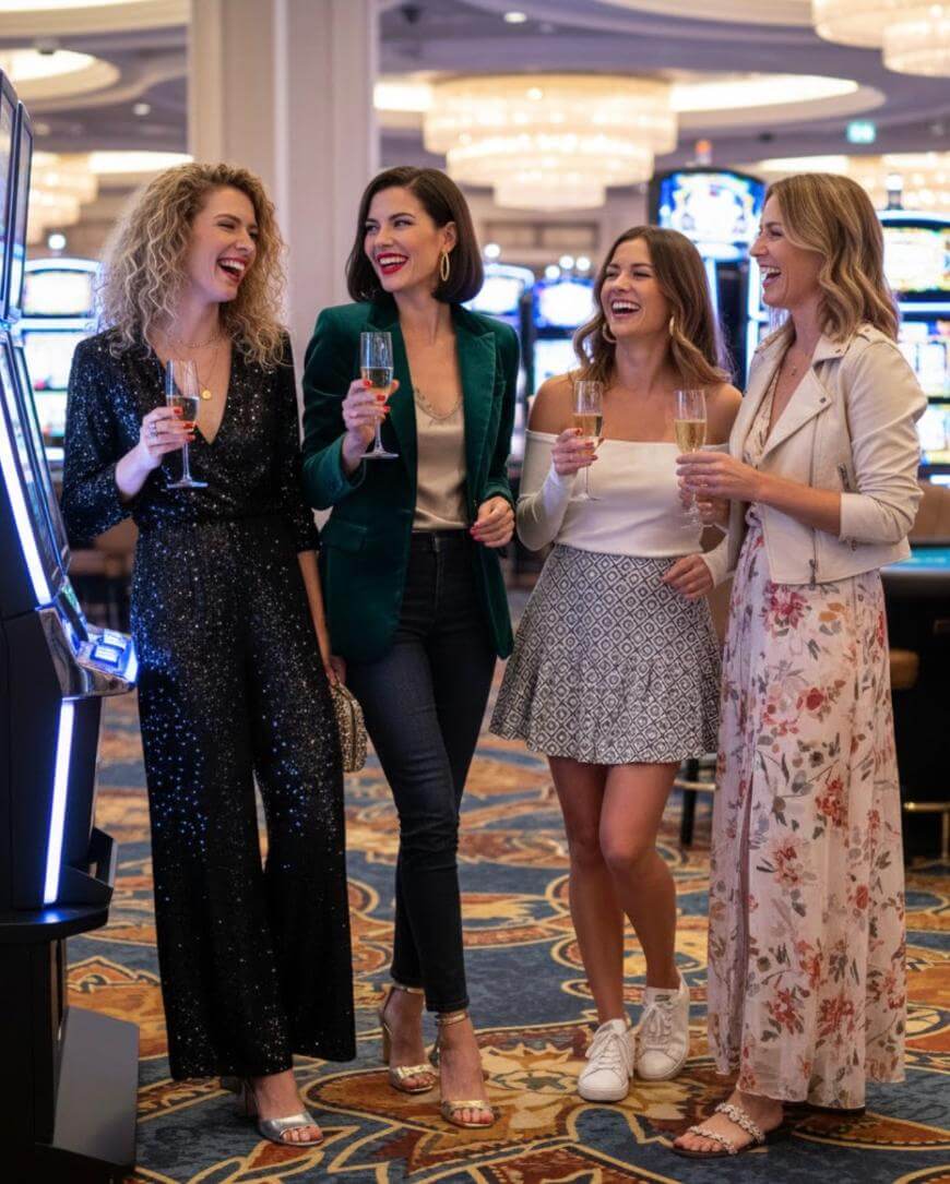 Diverse Casino Looks Including a Sequin Jumpsuit — Casino Outfits