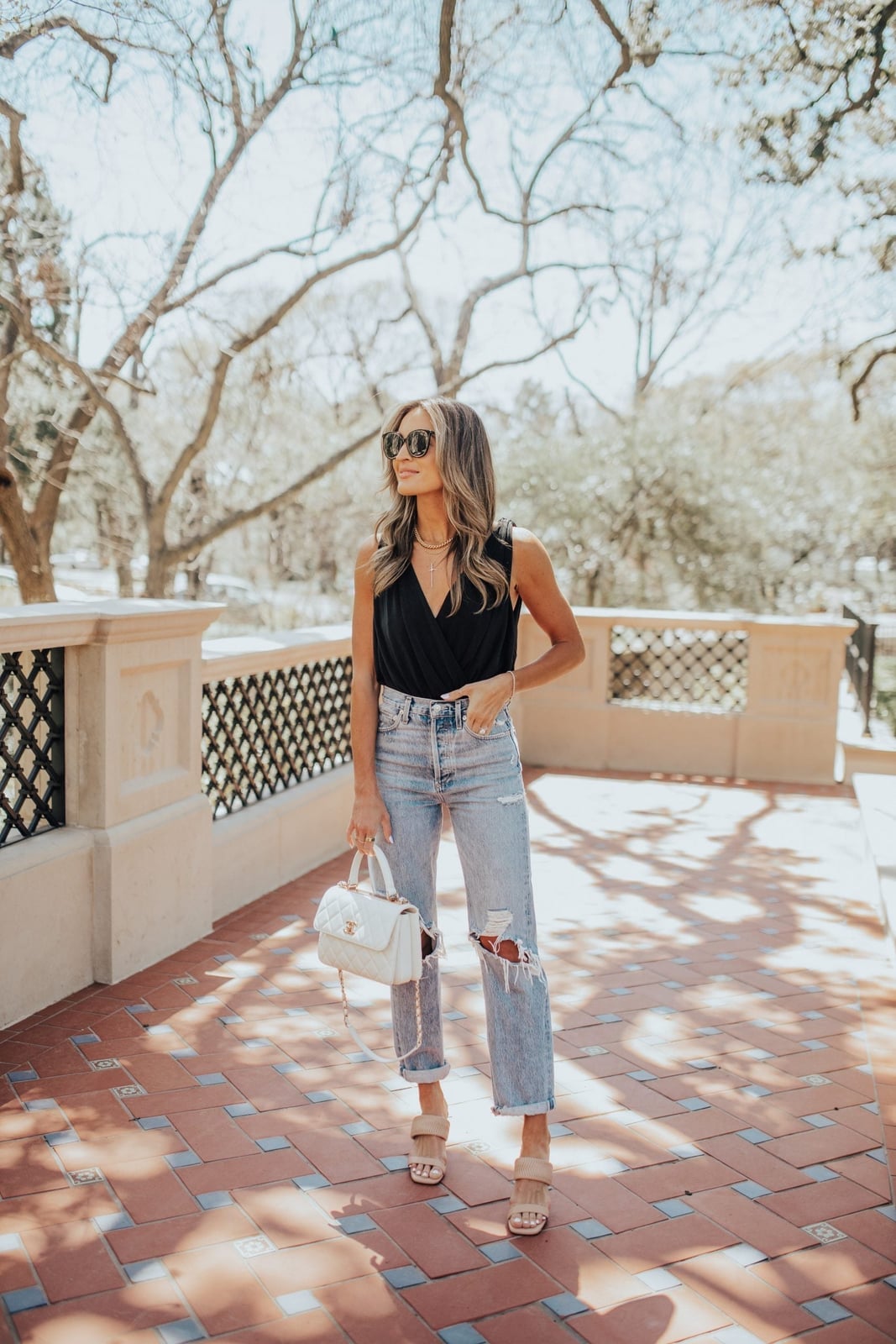Black Bodysuit and Ripped Jeans — Casual Date Night Outfit