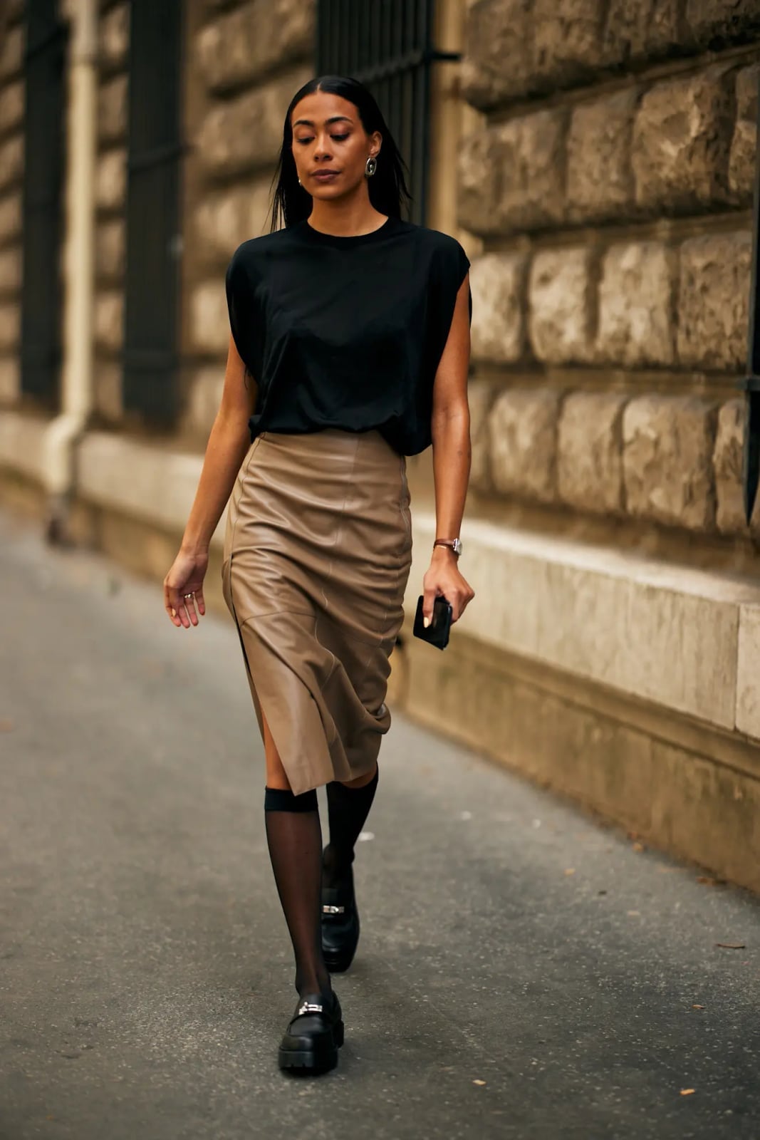 Sleeveless Top Faux Leather Skirt — Chic Style