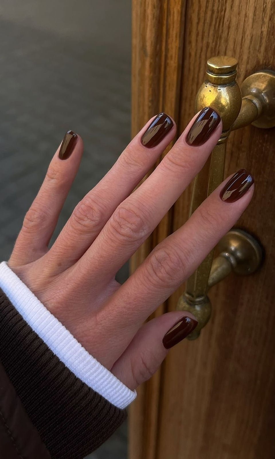 Short Oval Deep Rich Chocolate Glossy — Chocolate Nails