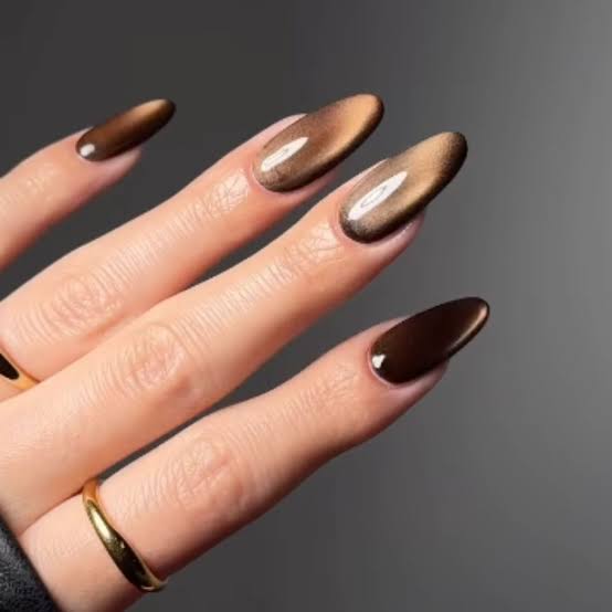 Medium Almond Rich Chocolate Velvet Finish — Chocolate Nails