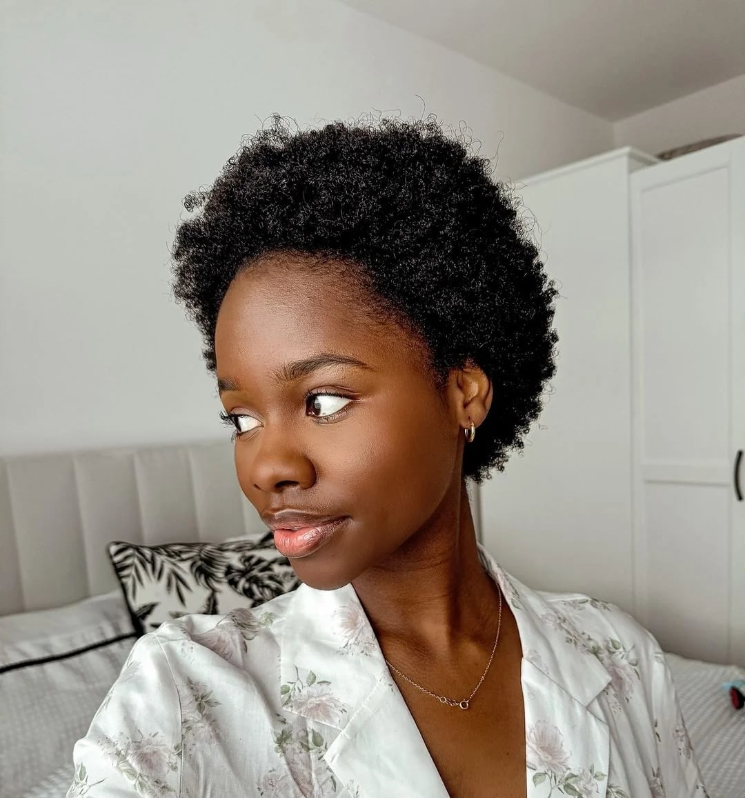 Short Natural Hairstyle With Volume, With A Middle Parting — Classy 4c Hairstyles
