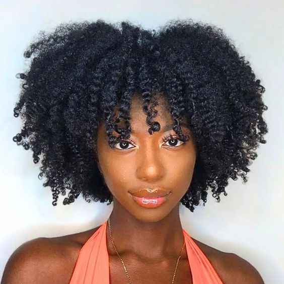 Collarbone Length Afro With Curtain Bangs — Classy 4c Hairstyles