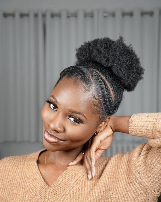 Cornrows With High Afro Puff — Classy 4c Hairstyles