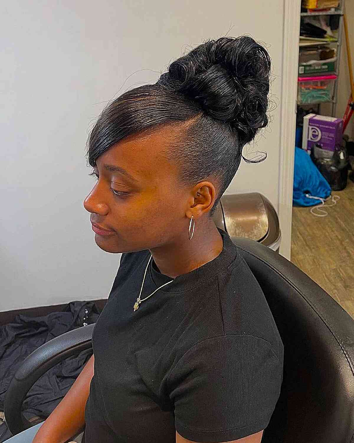 High Updo With Sleek Side-Swept Bang — Classy 4c Hairstyles