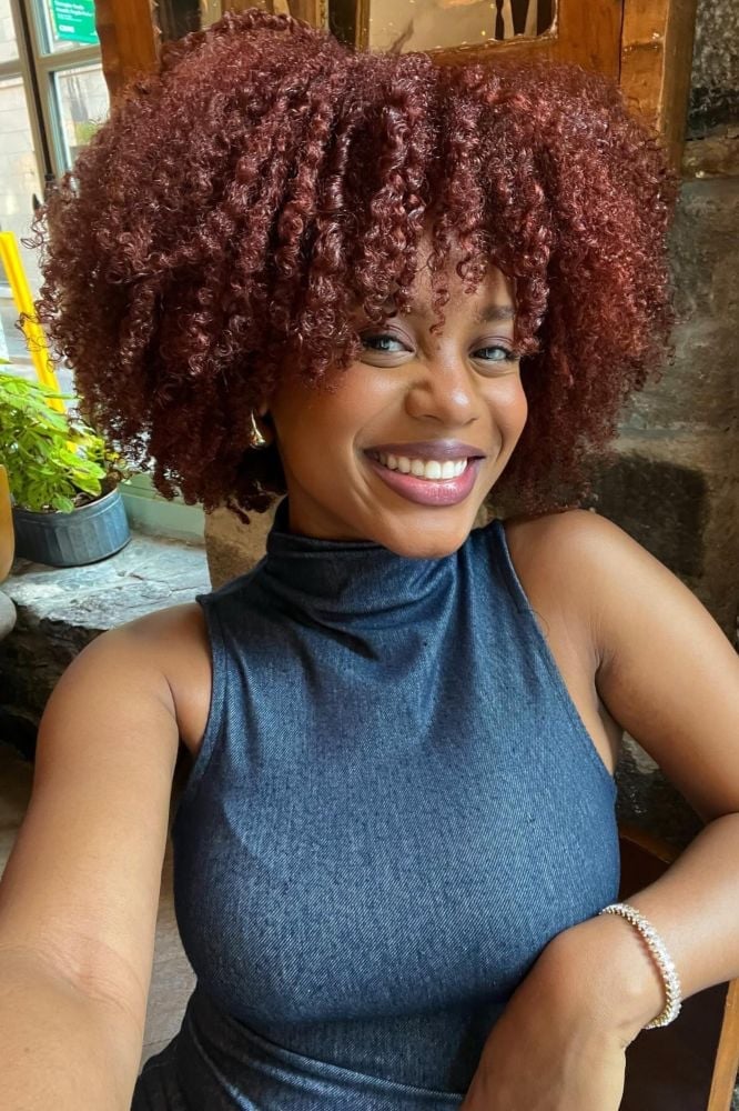Short Bob With Red Highlights And Bangs — Classy 4c Hairstyles