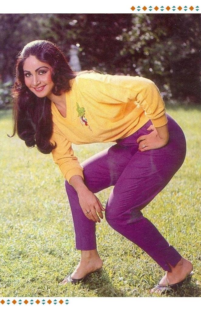 Yellow Sweater With Purple Trousers and Heeled Sandals — Classy 80s Outfits