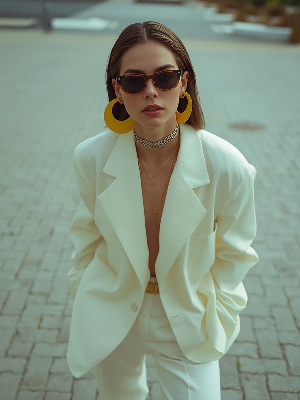 White Power Suit With Modern Proportions — Classy 80s Style