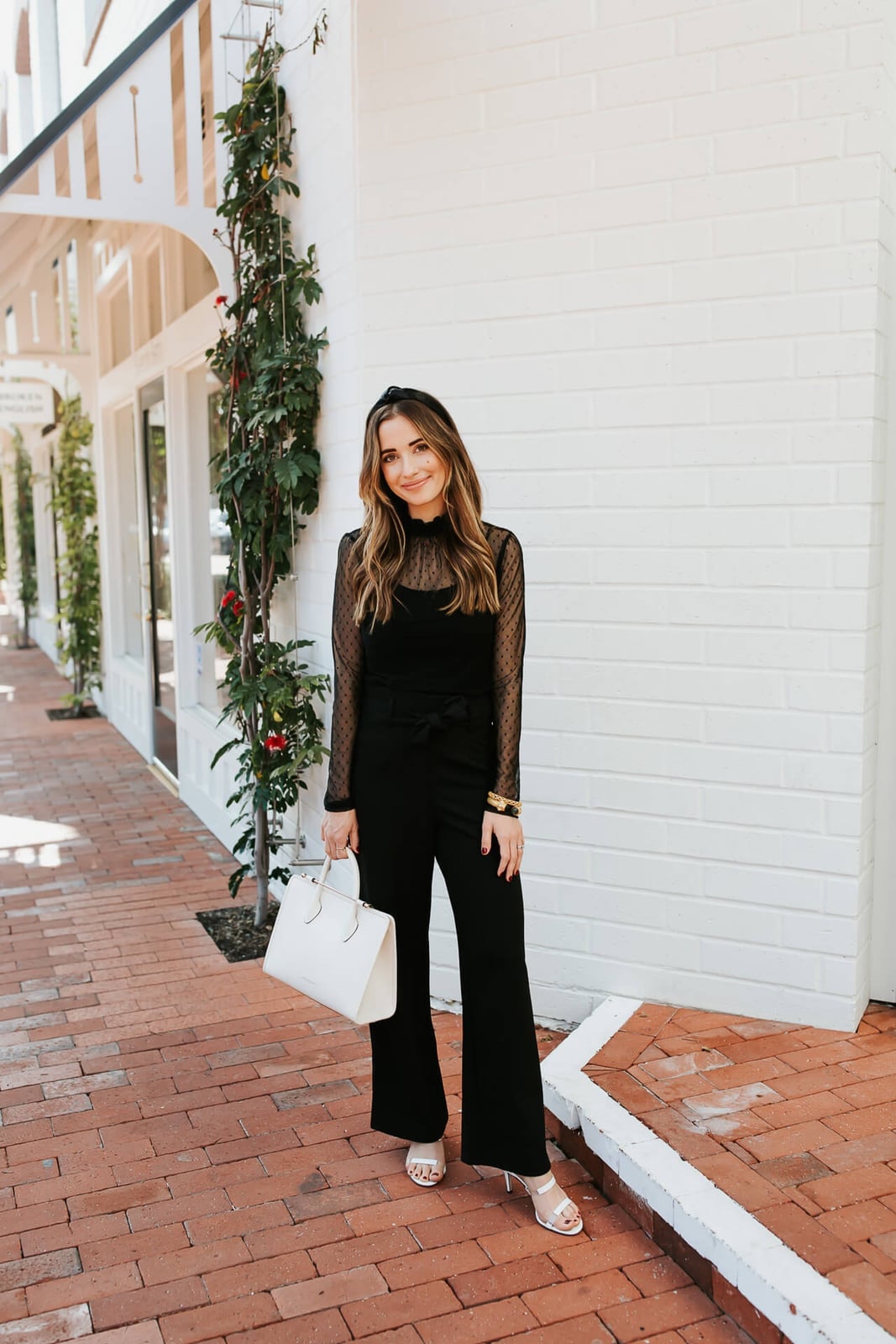 Wide Leg Pants With Polka Dot Sheer Top — Classy Alt Outfits