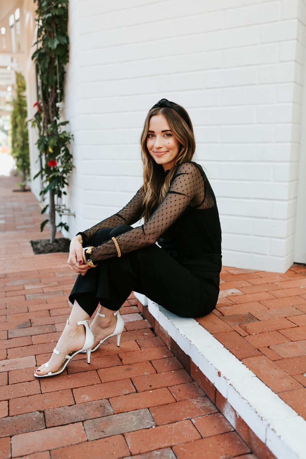Sheer Polka Dot Top With Black Trousers — Classy Alt Outfits