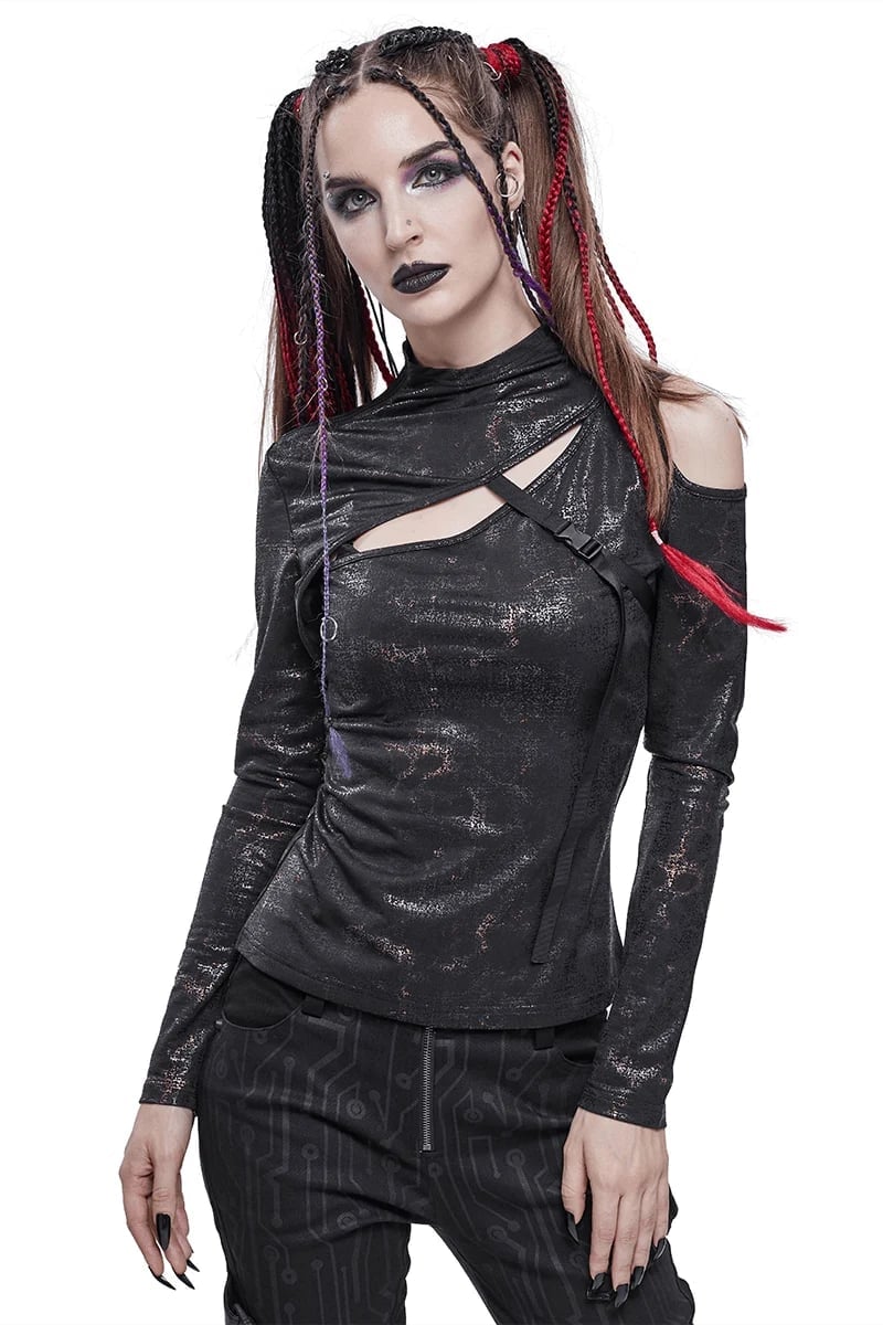 Cutout Top With Metallic Sheen — Classy Alt Outfits
