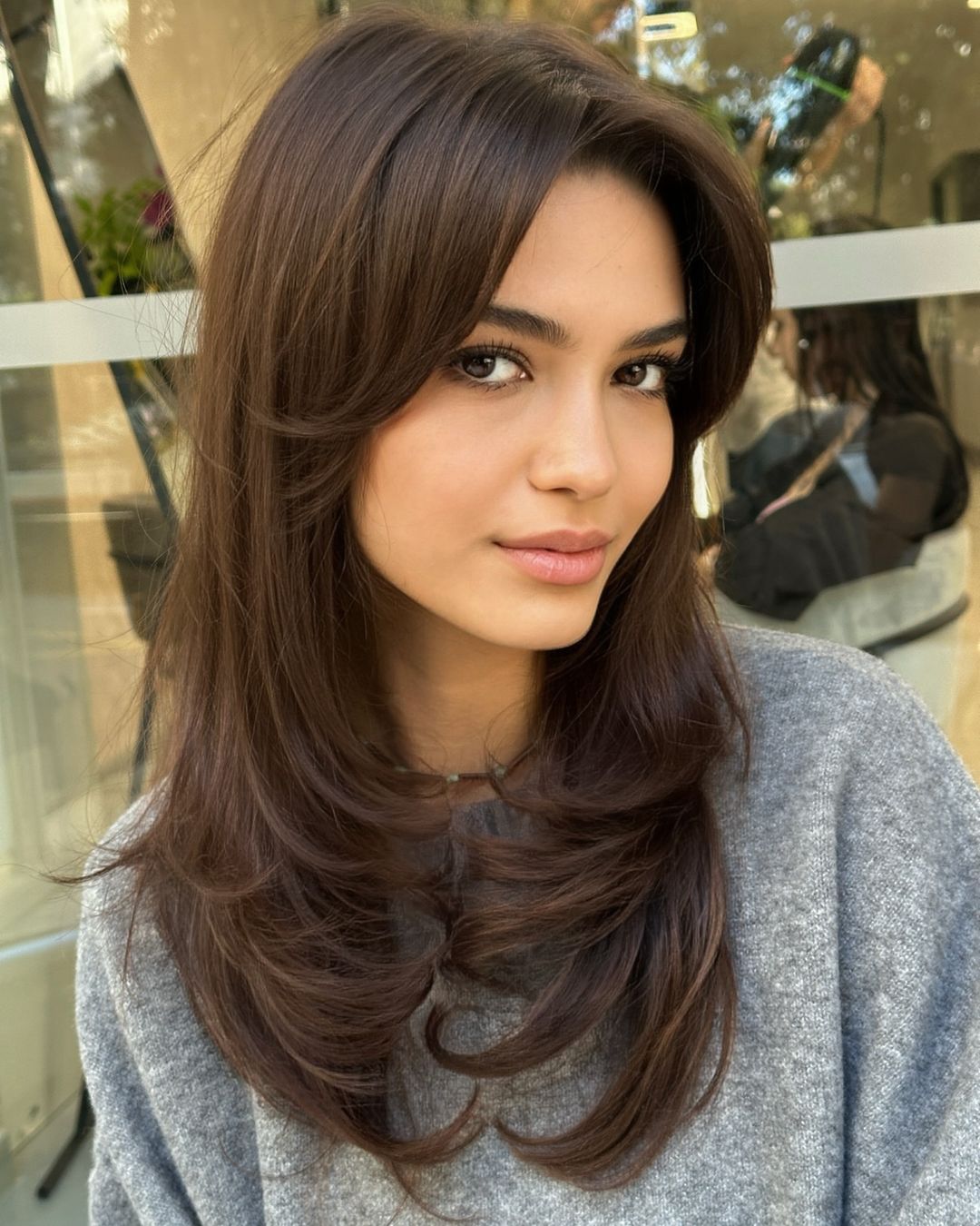 Collarbone Layers With Soft Curtain Bangs — Classy Bangs Style