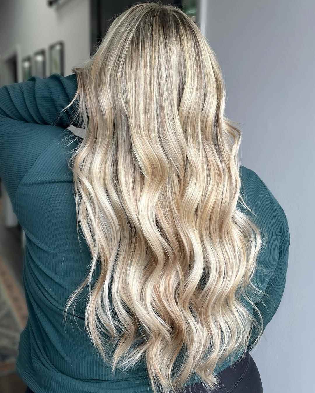 Dimensional Ash Blonde Mid-Back Waves Dimensional Ash Blonde Mid-Back Waves — Classy Blonde Wavy Hair
