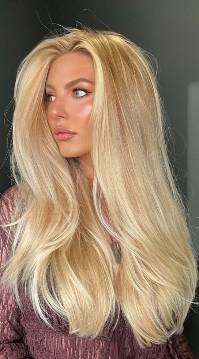 Creamy Vanilla Blonde Mid-Back Waves Creamy Vanilla Blonde Mid-Back Waves — Classy Blonde Wavy Hair