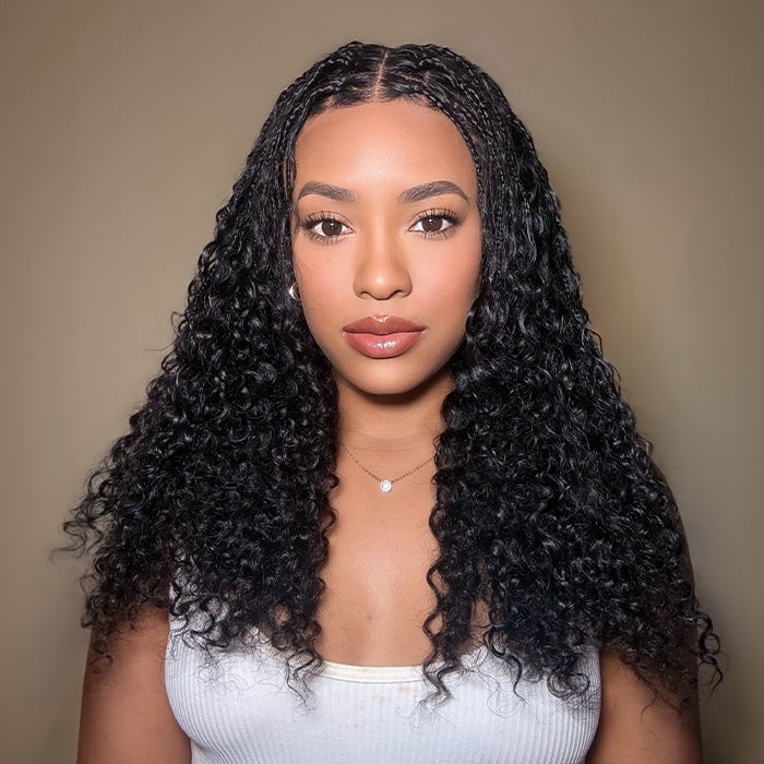 Black Micro Braids with Curly Tendrils Black Micro Braids with Curly Tendrils — Classy Braids Wig