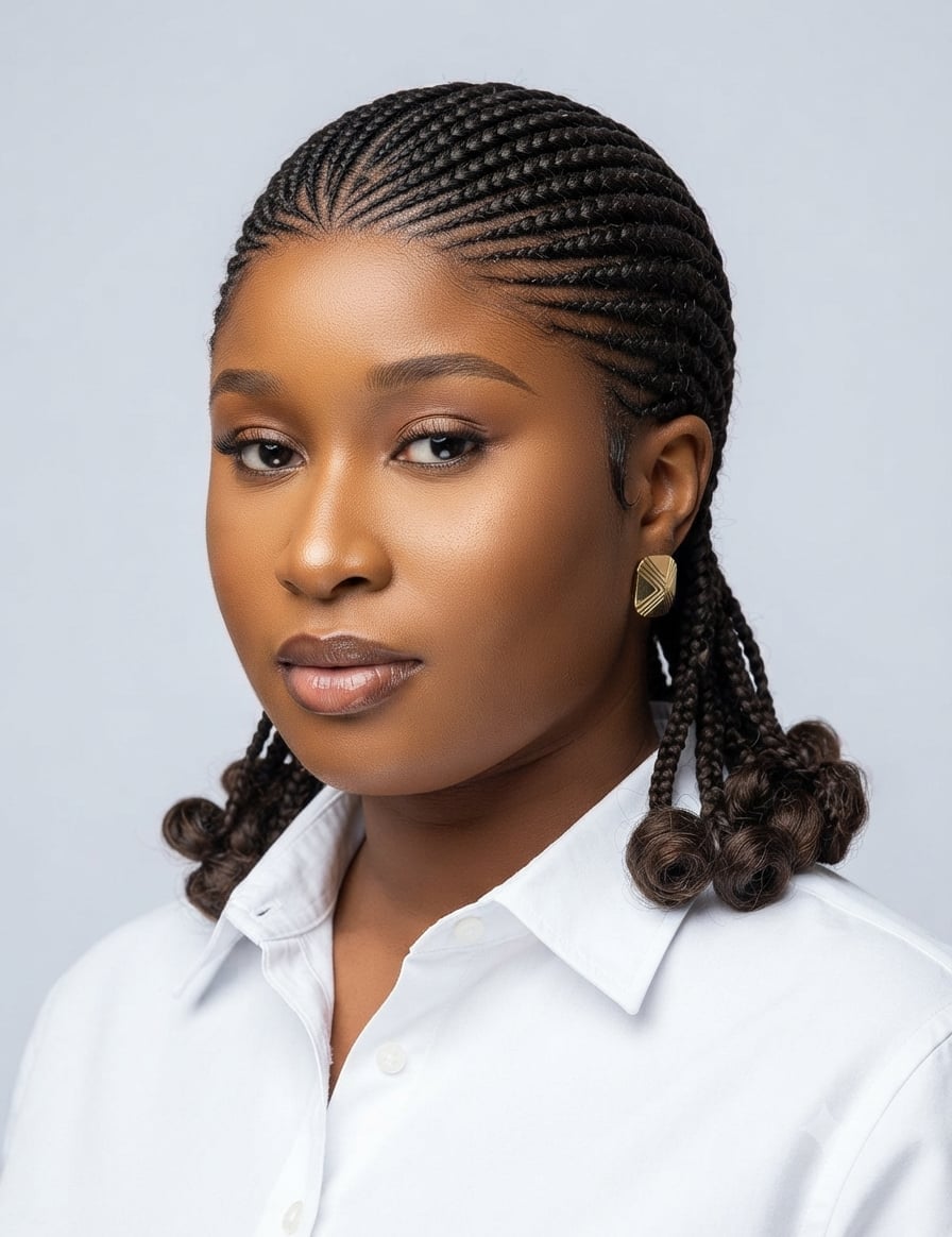 Dark Brown Cornrows into Long Curly Braids Dark Brown Cornrows into Long Curly Braids — Classy Braids Wig