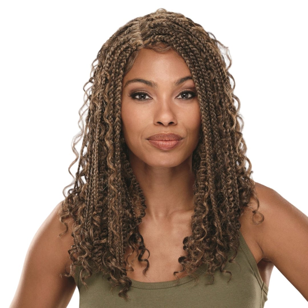 Brown Braids with Blonde Highlights and Curls Brown Braids with Blonde Highlights and Curls — Classy Braids Wig