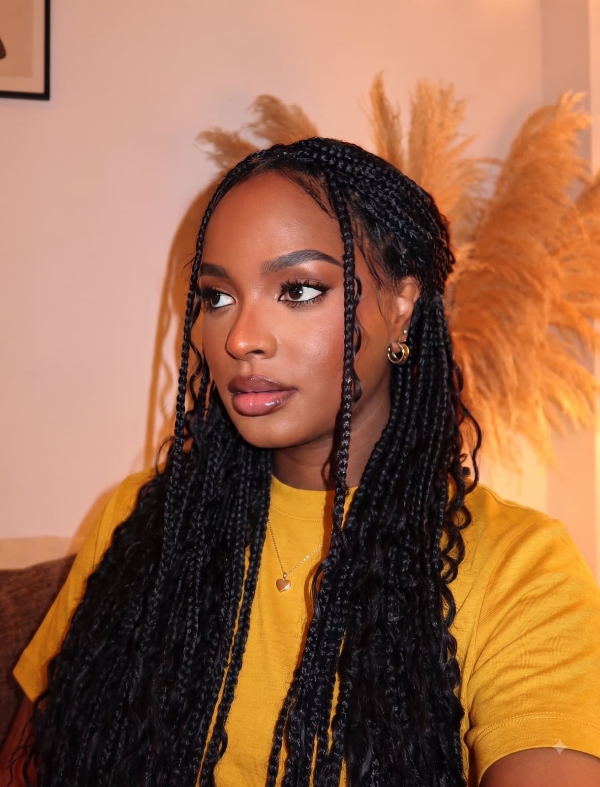 Long Flowing Black Box Braids, Mid-Back Long Flowing Black Box Braids, Mid-Back — Classy Braids Wig