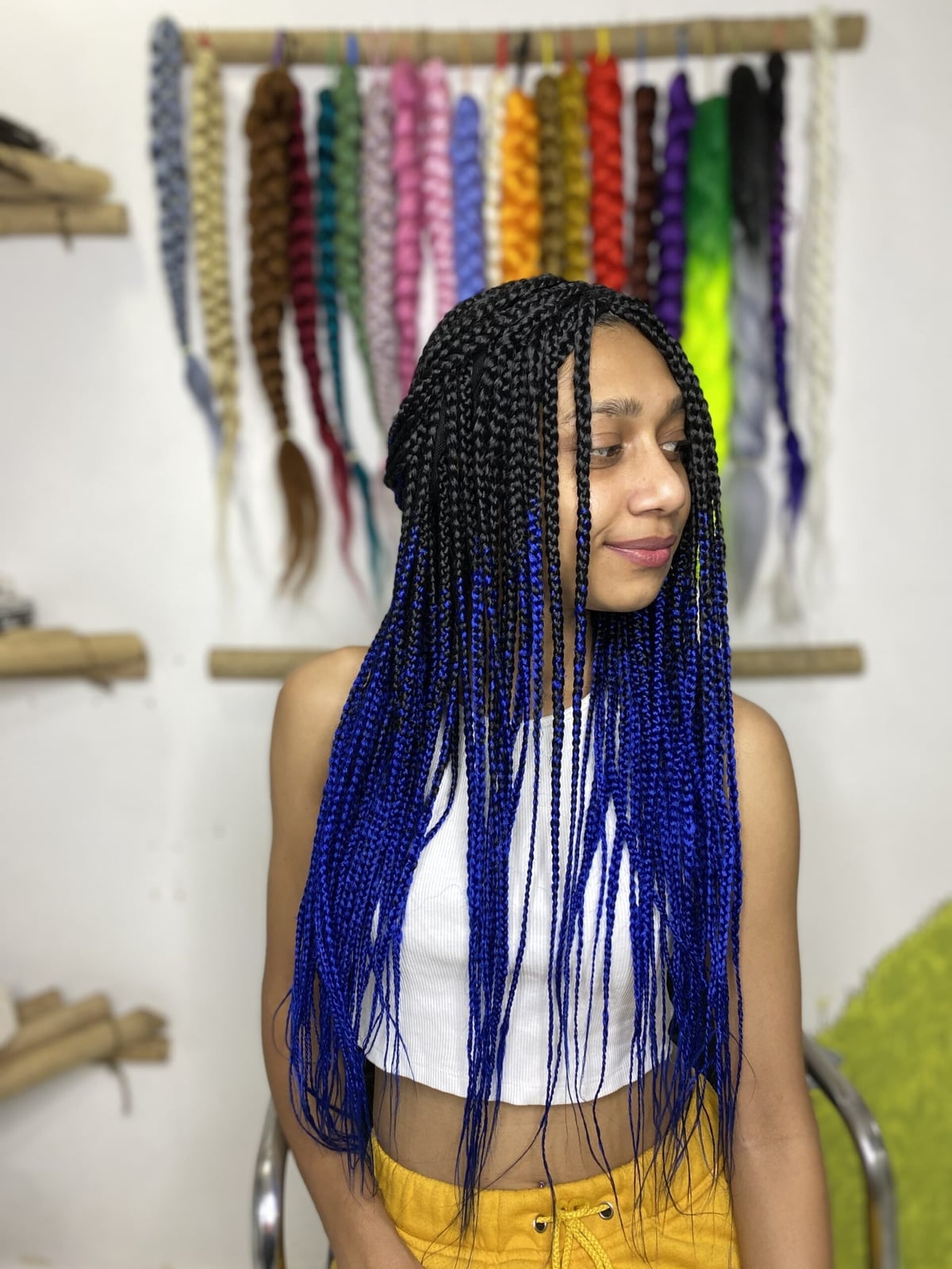Black Box Braids with Blue Ombre Tips Black Box Braids with Blue Ombre Tips — Classy Braids Wig