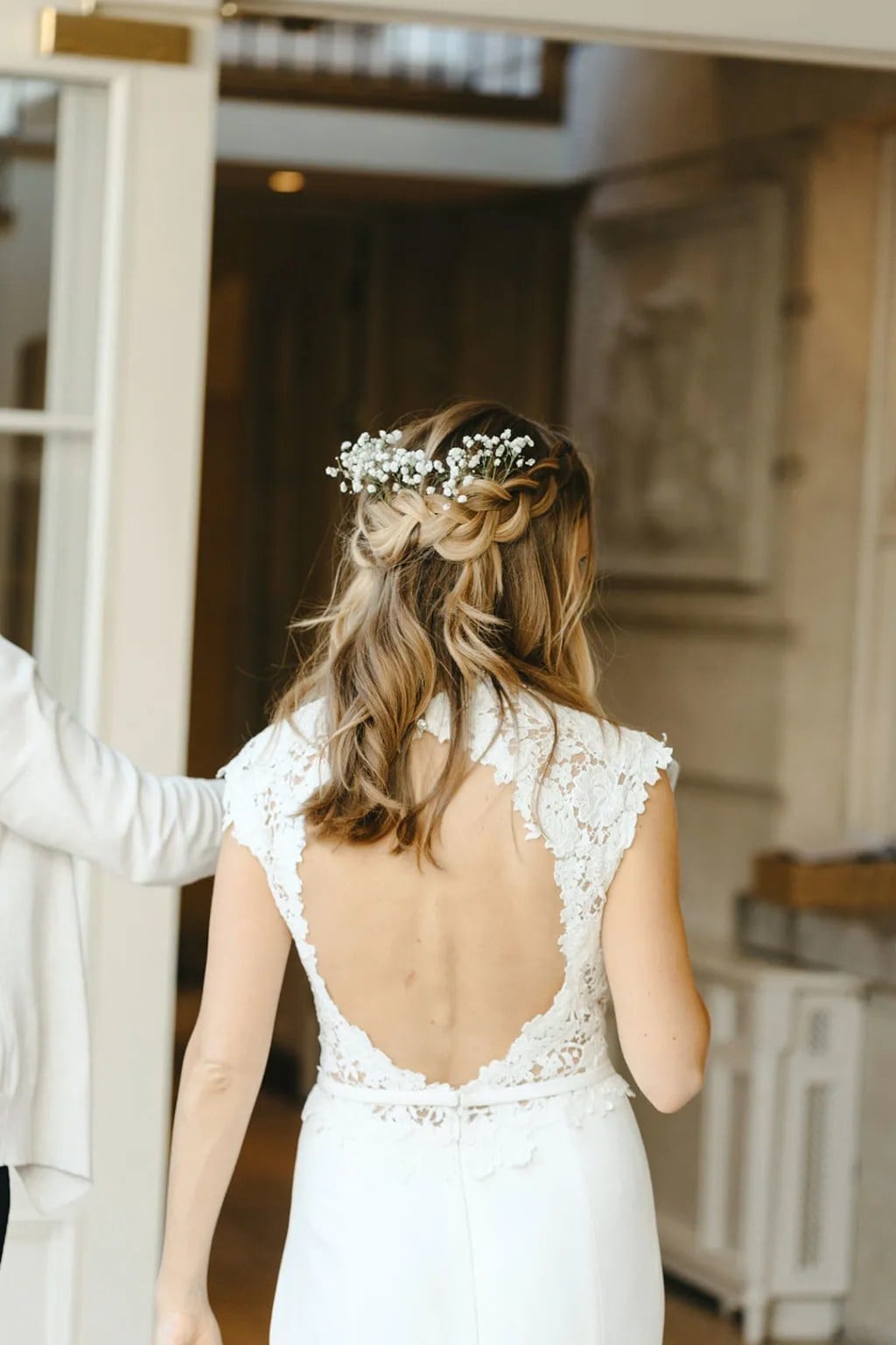 Blonde Half-Up With Braids and Wispy Bangs — Classy Bridal Hair