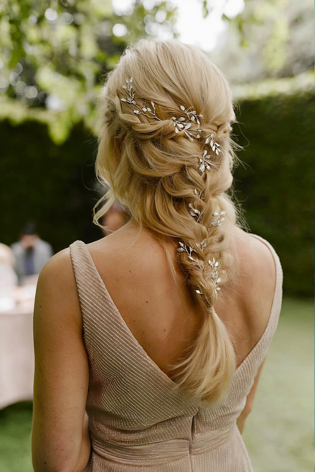 Ash Blonde Braid With Leafy Pins — Classy Bridal Hair