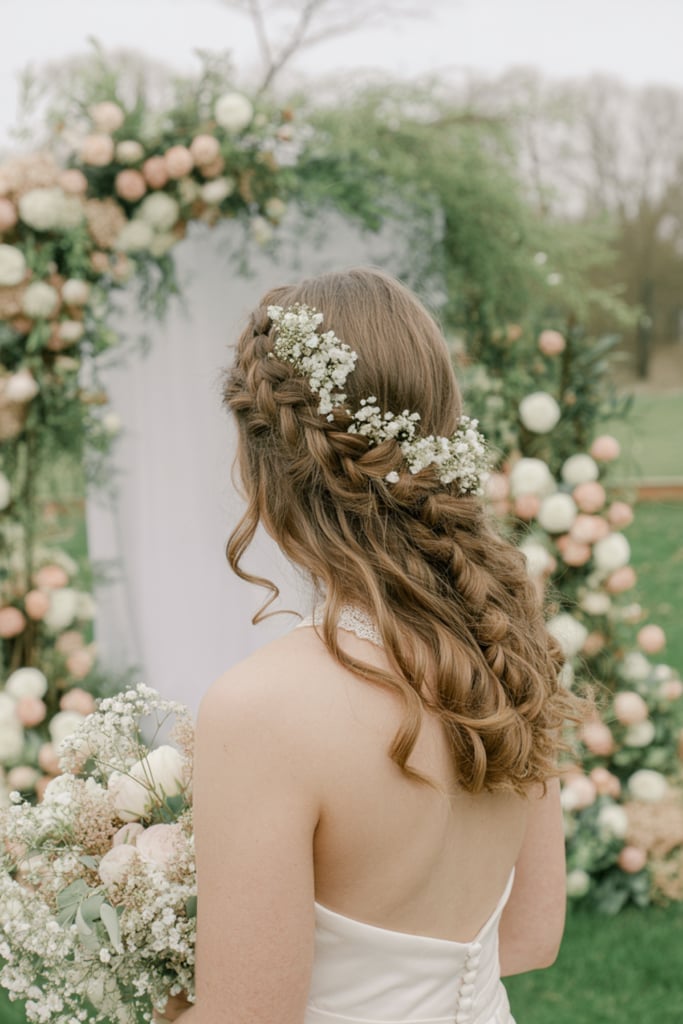 Blonde Braided Crown With Baby's Breath — Classy Bridal Hair