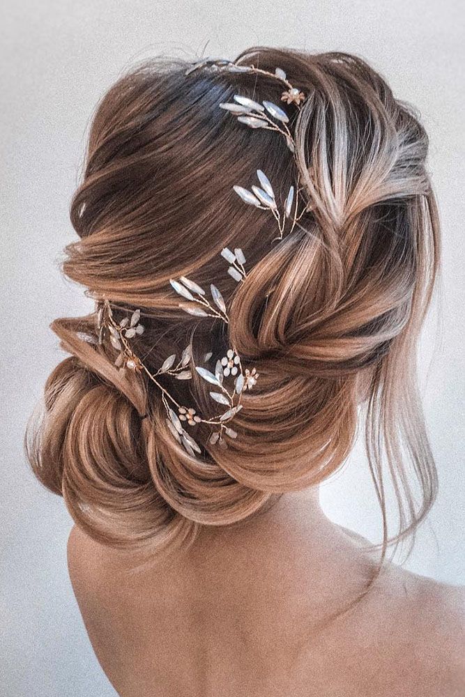 Elegant Updo With Leafy Hair Vine — Classy Bridal Hair