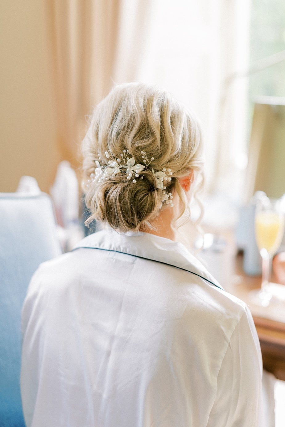 Blonde Chignon With Ornate Pearl and Crystal Hairpiece — Classy Bridal Hair