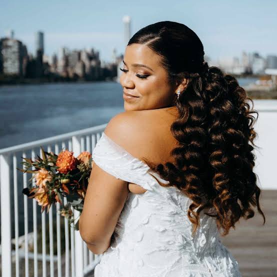 Dark Brown Ponytail With Voluminous Curls — Classy Bridal Hair