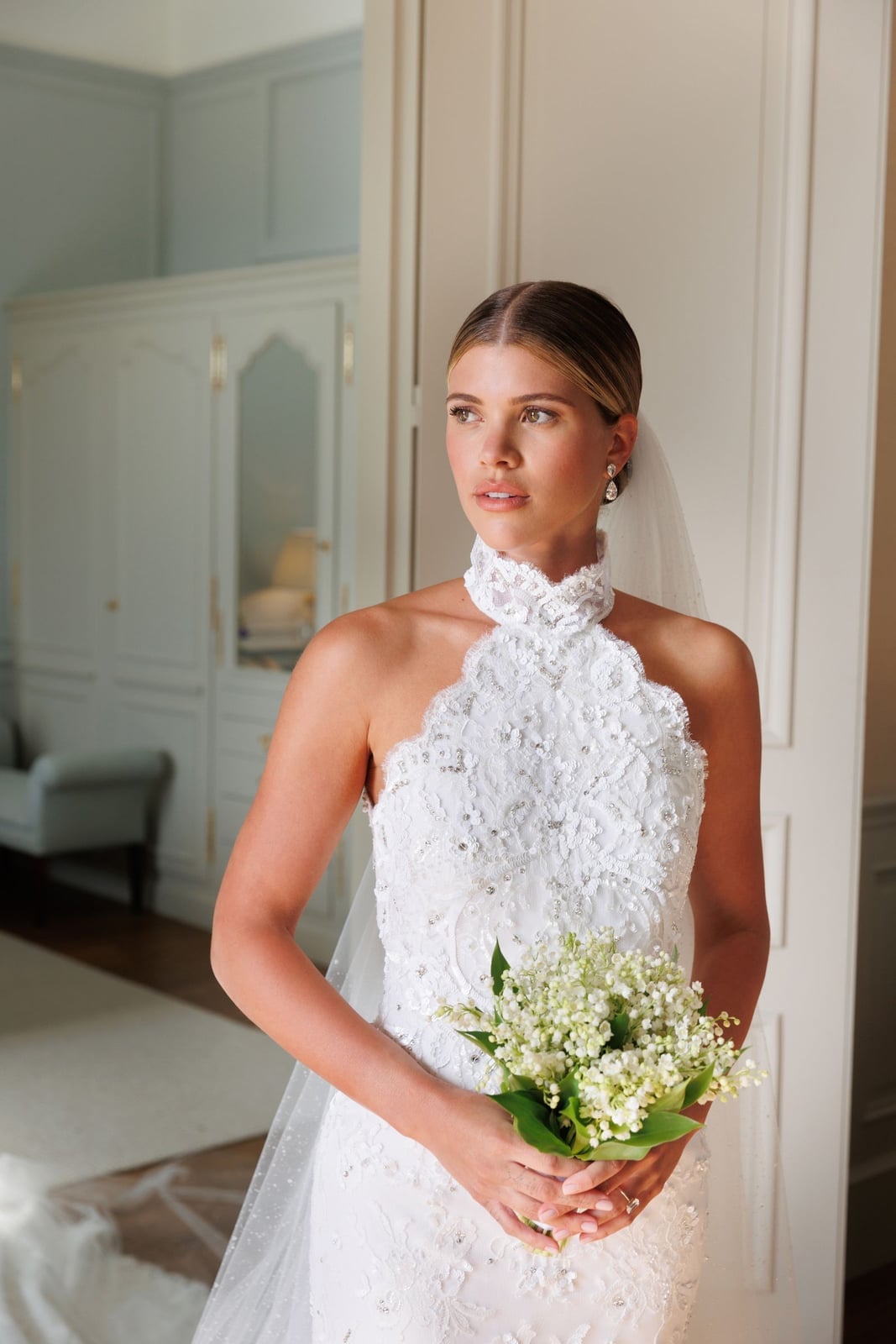 Dark Blonde Updo With Veil Collarbone Length — Classy Bridal Hairstyles